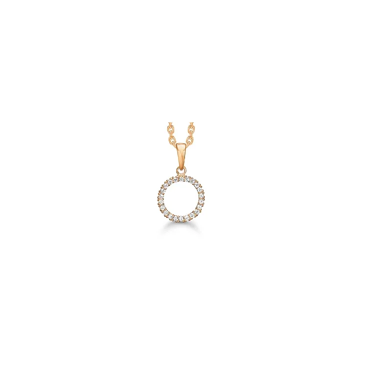 Støvring Design runder Anhänger in 8 Karat Gold mit Vergoldete Silberhalskette weißem Zirkon