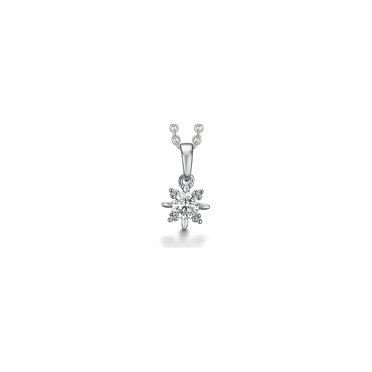 Støvring Design Zirkon Anhänger in 8 Karat Weißgold mit Silber Halskette weißem Zirkon