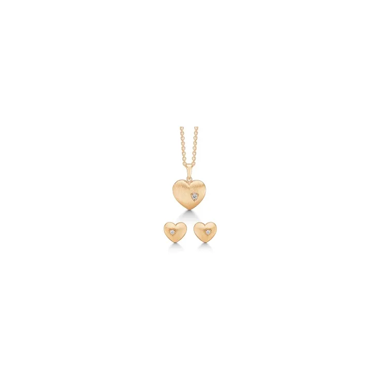 Støvring Design Herz Schmuck Set in vergoldetem Sterlingsilber weißem Zirkon