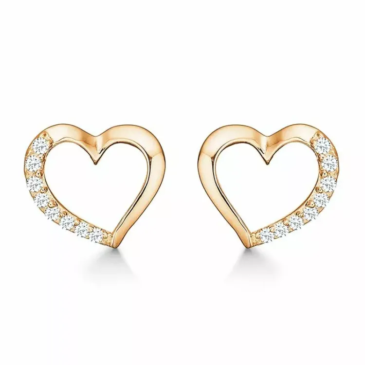 Støvring Design Herz Ohrringe in vergoldetem Sterlingsilber weißem Zirkon