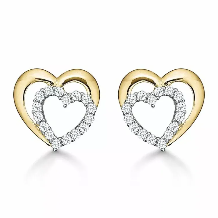 Støvring Design Herz Ohrringe in 14 Karat Gold weißem Zirkon