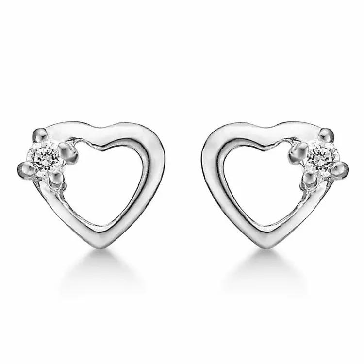 Støvring Design Herz Ohrringe in Silber weißem Zirkon