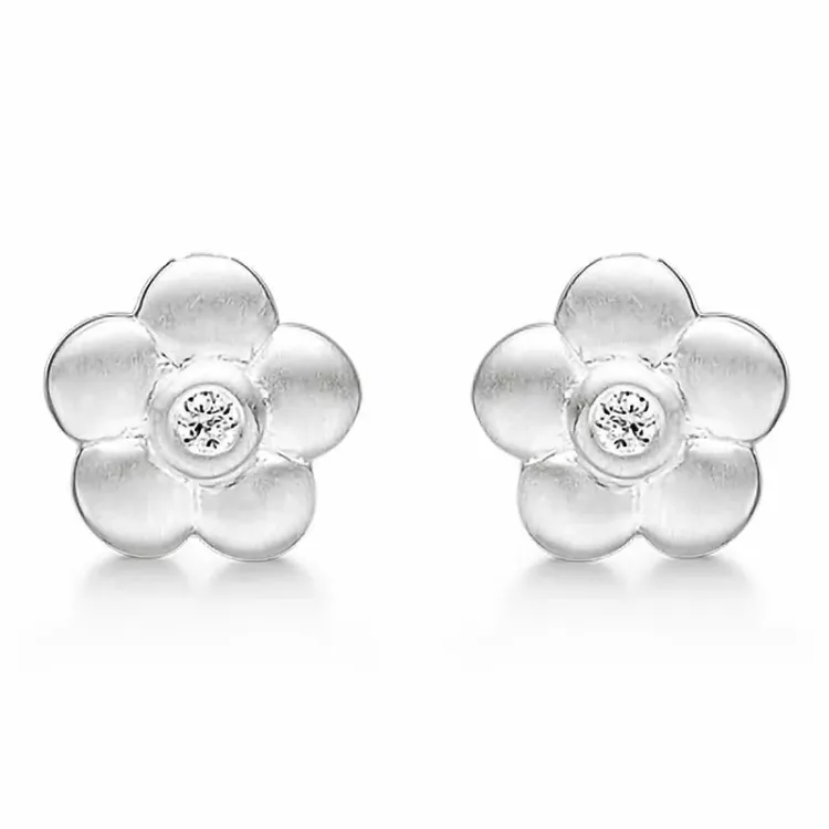 Støvring Design Blume Ohrringe in Silber weißem Zirkon