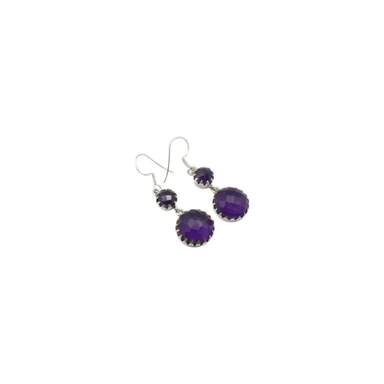 Großen, runden Amethyst Ohrringe in Silber