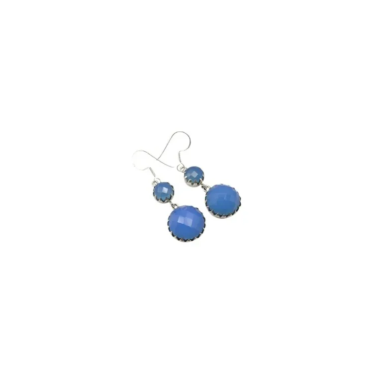Großen blauem Ohrringe in Silber