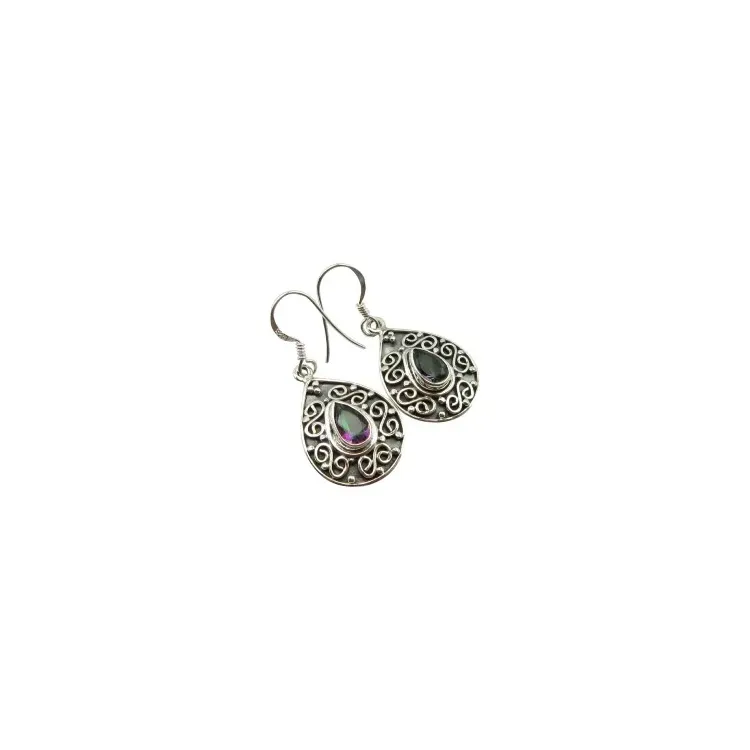 Mehrfarbigen Topas Ohrringe in oxidiertem Sterlingsilber