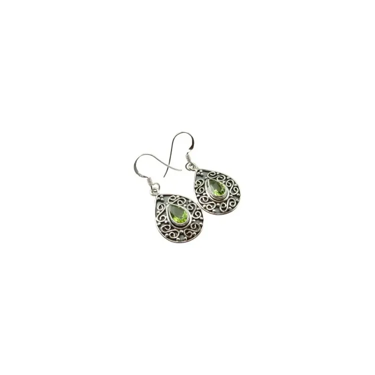 grünen Peridot Ohrringe in oxidiertem Sterlingsilber
