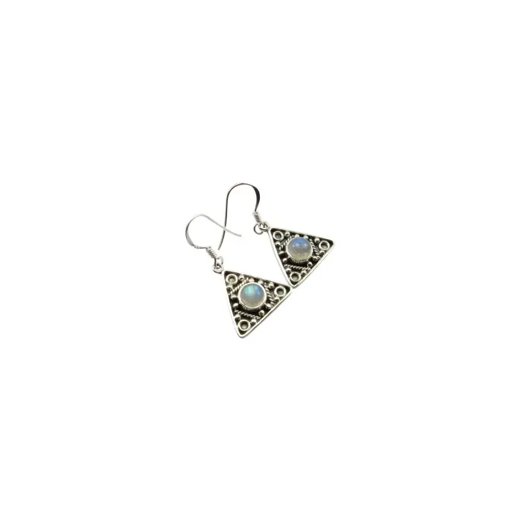 dreieck weißen Ohrringe in oxidiertem Sterlingsilber