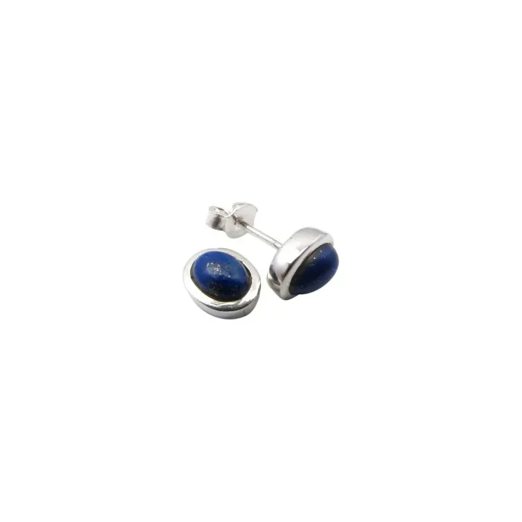 ovalen Lapis Lazuli Ohrstecker in Silber