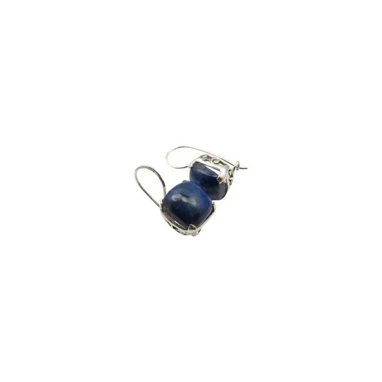 viereckigem blauem Ohrringe in Silber