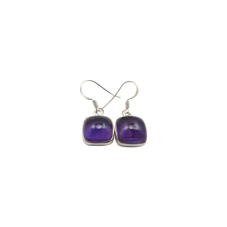 viereckigem Amethyst Ohrringe in Silber