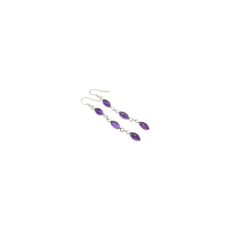 Lange violettem Amethyst Ohrringe in Silber