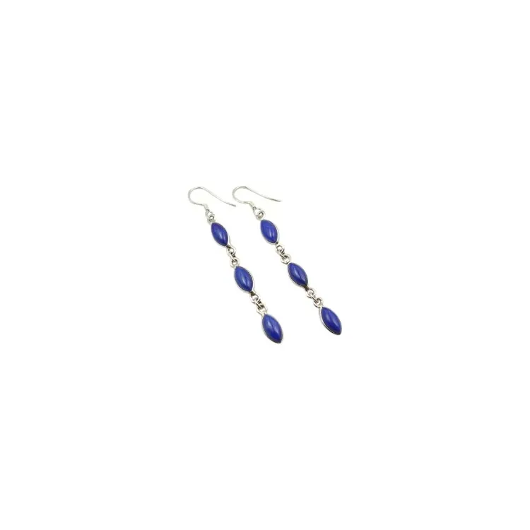 lange blauem Ohrringe in Silber
