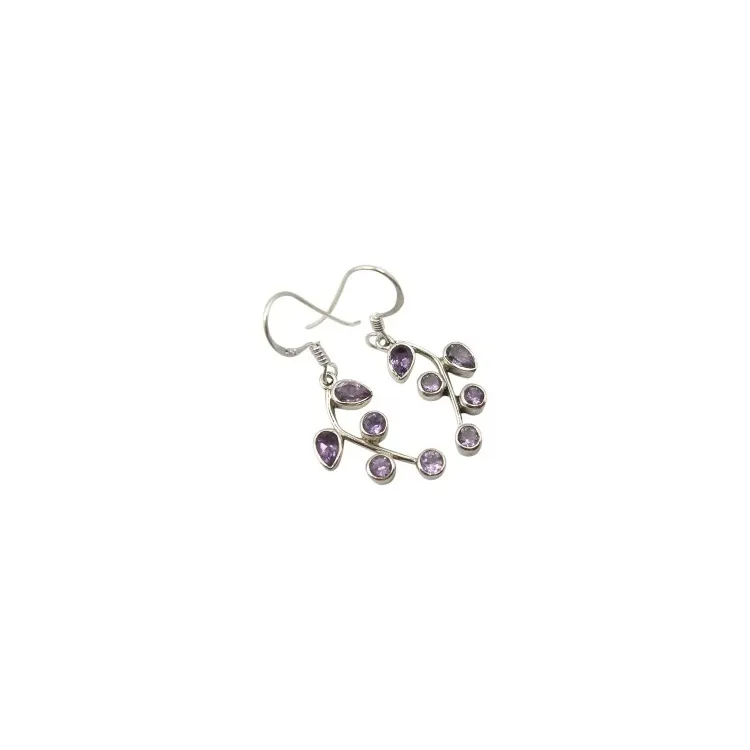 Hängenden violettem Amethyst Ohrringe in oxidiertem Sterlingsilber