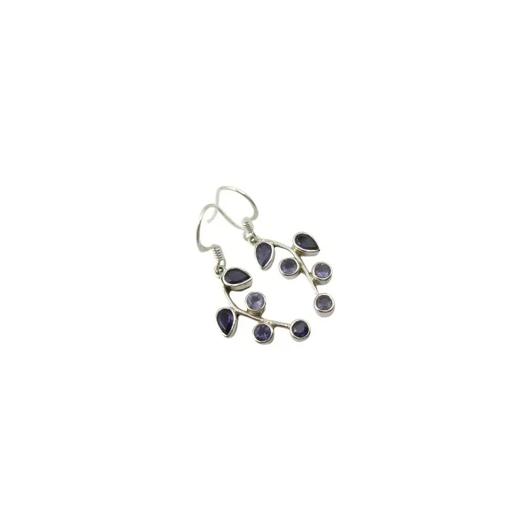 Hängenden Blatt violettem Silberohrringe in oxidiertem Sterlingsilber