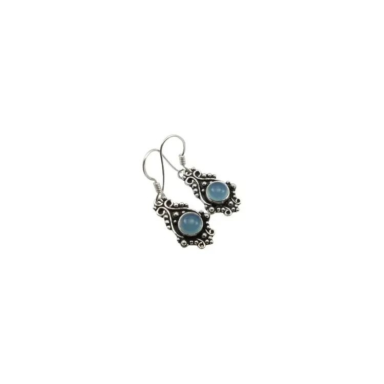 Hängenden abstraktem blauem Ohrringe in oxidiertem Sterlingsilber