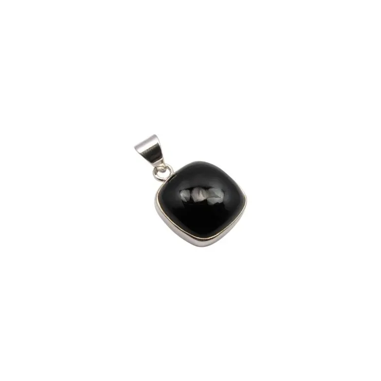 Viereckigem schwarzem Onyx Anhänger aus Silber