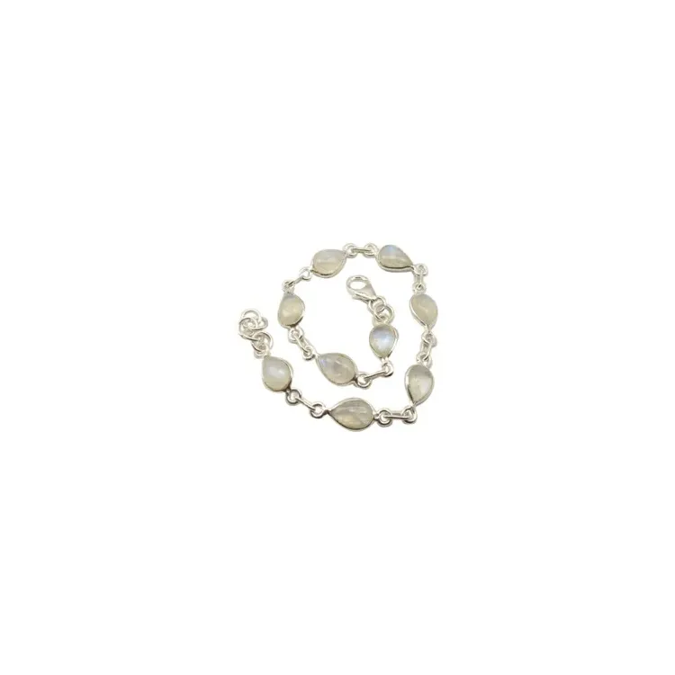 Tropfen weißem Mondstein Armband aus Silber
