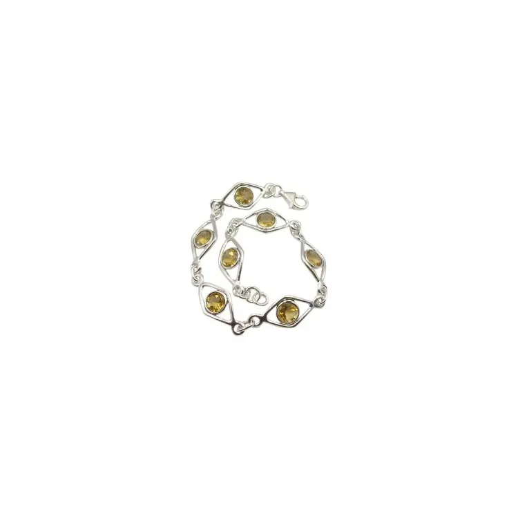 Viereckigem Citrin Armband aus Silber