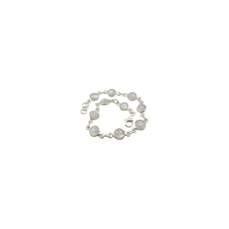 Runder weißem Mondstein Armband aus Silber