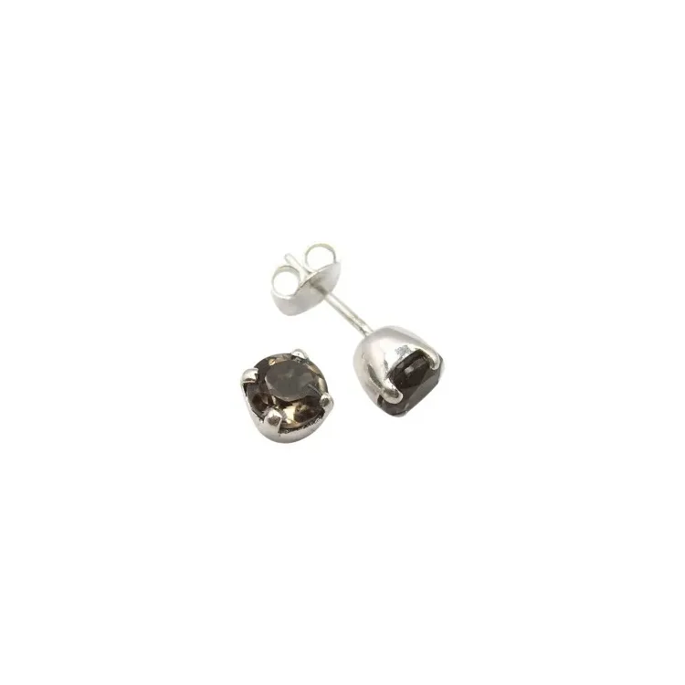 Runden Quarz Ohrstecker in Silber