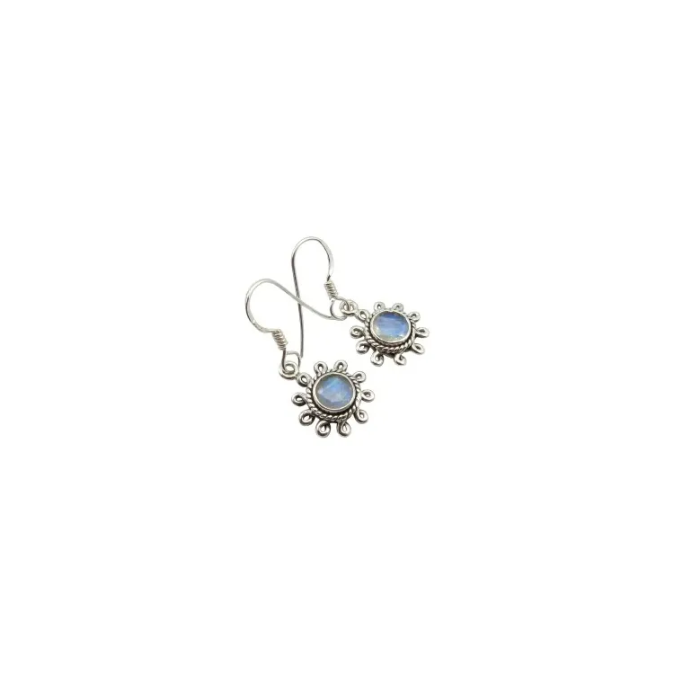 Weißen Mondstein Ohrringe in oxidiertem Sterlingsilber
