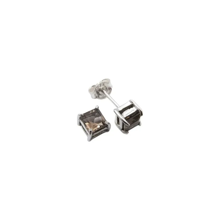 Viereckigem Quarz Ohrstecker in Silber
