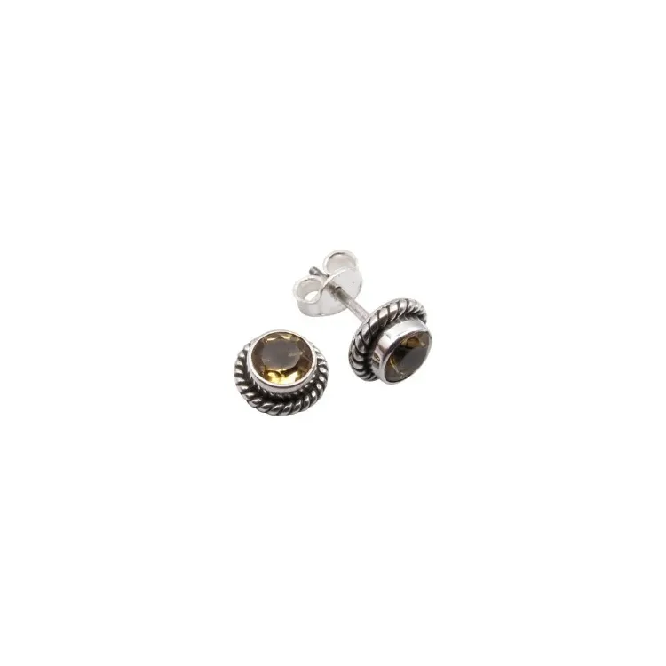 Citrine Ohrstecker in oxidiertem Sterlingsilber