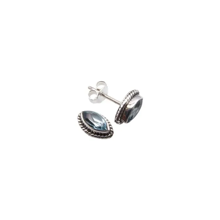 Topas Ohrstecker in oxidiertem Sterlingsilber