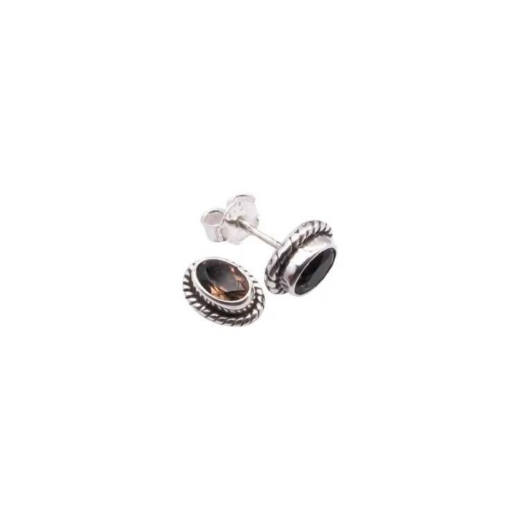 Preiswerten Quarz Ohrstecker in oxidiertem Sterlingsilber