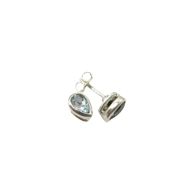 Preiswerten blauem Topas Ohrstecker in Silber