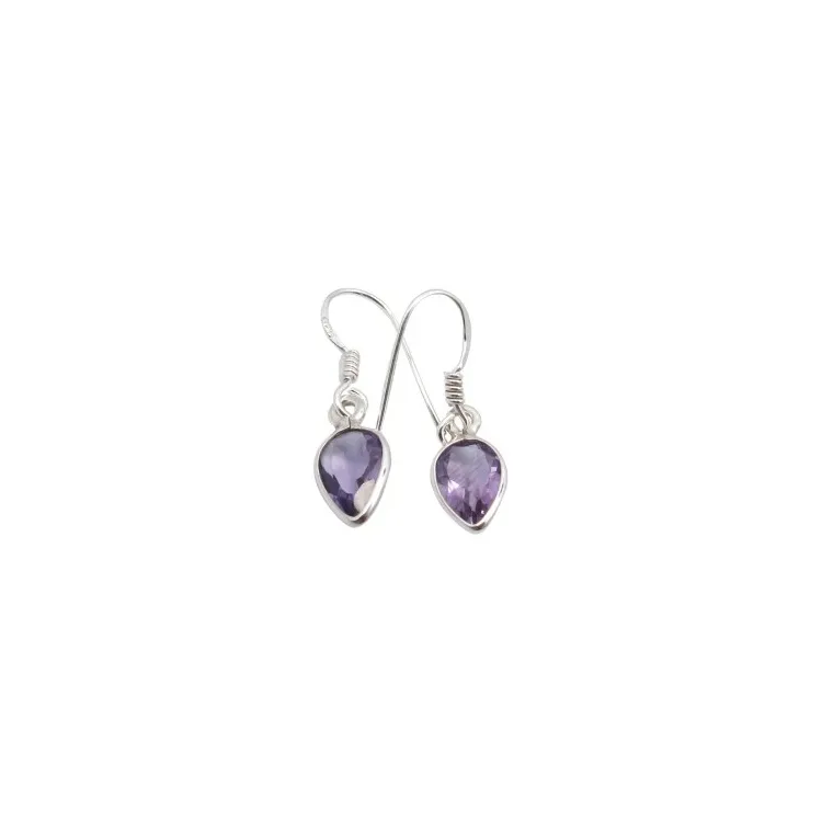Tropfenförmigen Amethyst Ohrringe in Silber