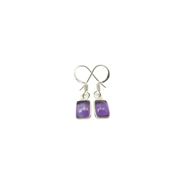 Viereckigem violettem Amethyst Ohrringe in Silber