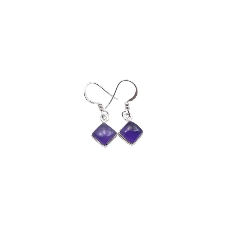 Viereckigem violettem Ohrringe in Silber