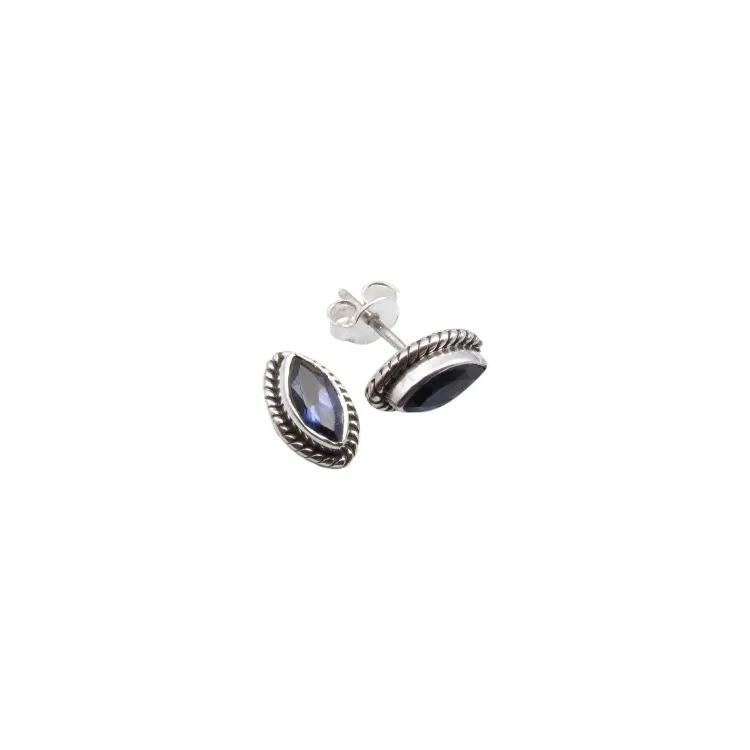 Cordierit Ohrstecker in oxidiertem Sterlingsilber