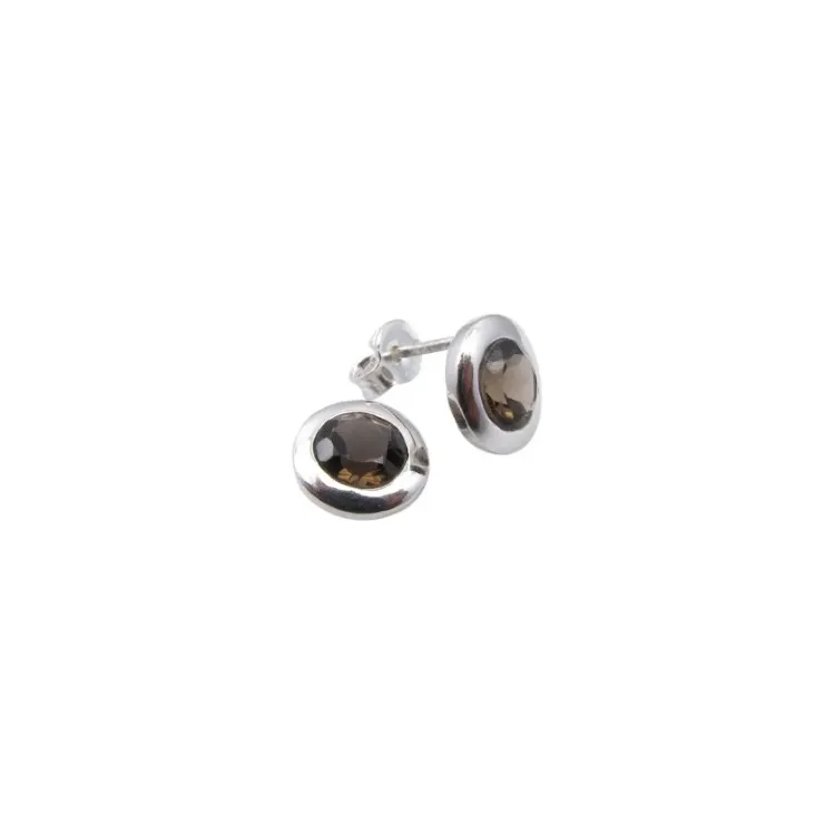 Braunen Quarz Ohrstecker in Silber