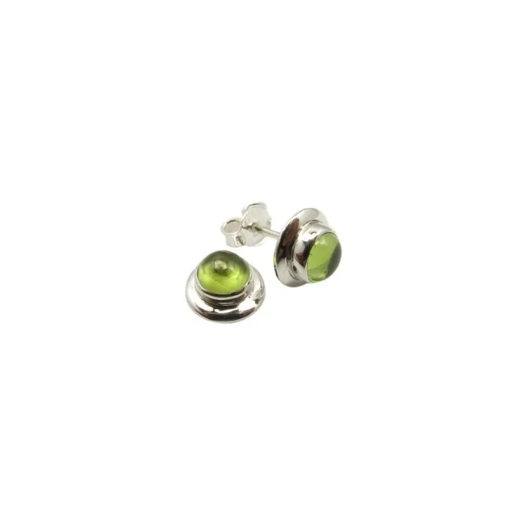 Runden Peridot Ohrringe in Silber