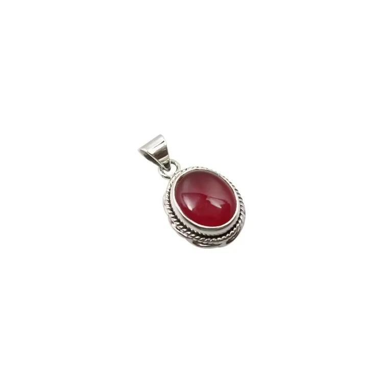 Ovaler rotem Anhänger aus oxidiertem Sterlingsilber