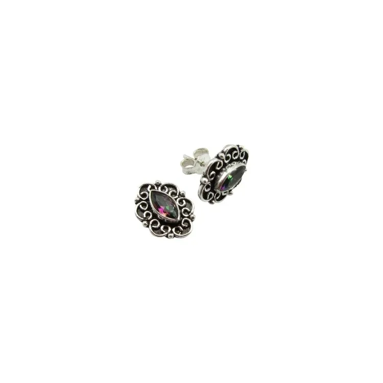 Violettem Topas Ohrringe in oxidiertem Sterlingsilber