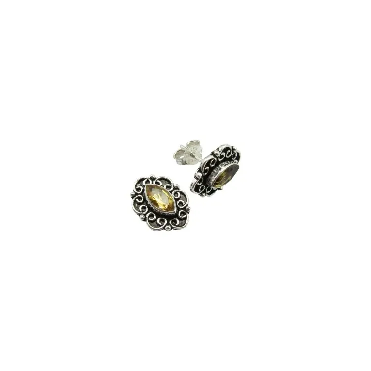Preiswerten Citrine Ohrringe in oxidiertem Sterlingsilber