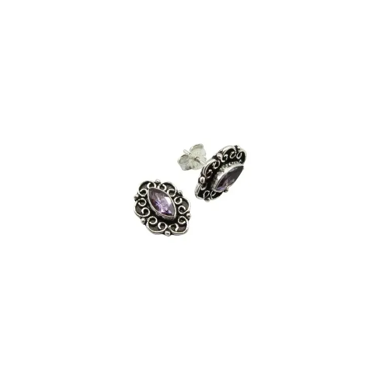 Amethyst Ohrringe in oxidiertem Sterlingsilber
