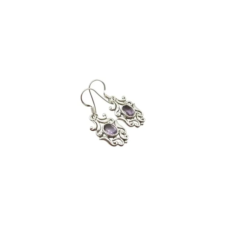 violettem Amethyst Ohrringe in Silber