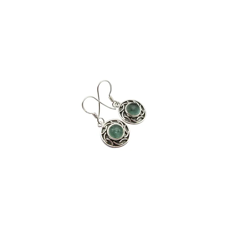 Runden blauem Ohrringe in oxidiertem Sterlingsilber