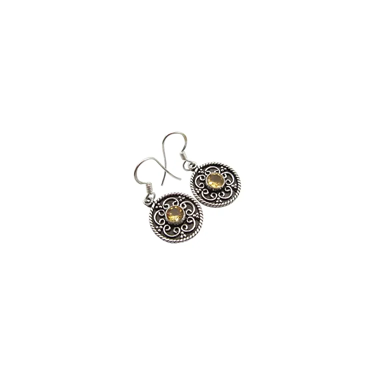 Citrine Ohrringe in oxidiertem Sterlingsilber