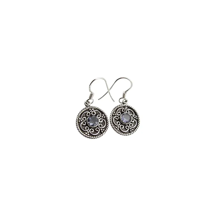 Cordierit Ohrringe in oxidiertem Sterlingsilber