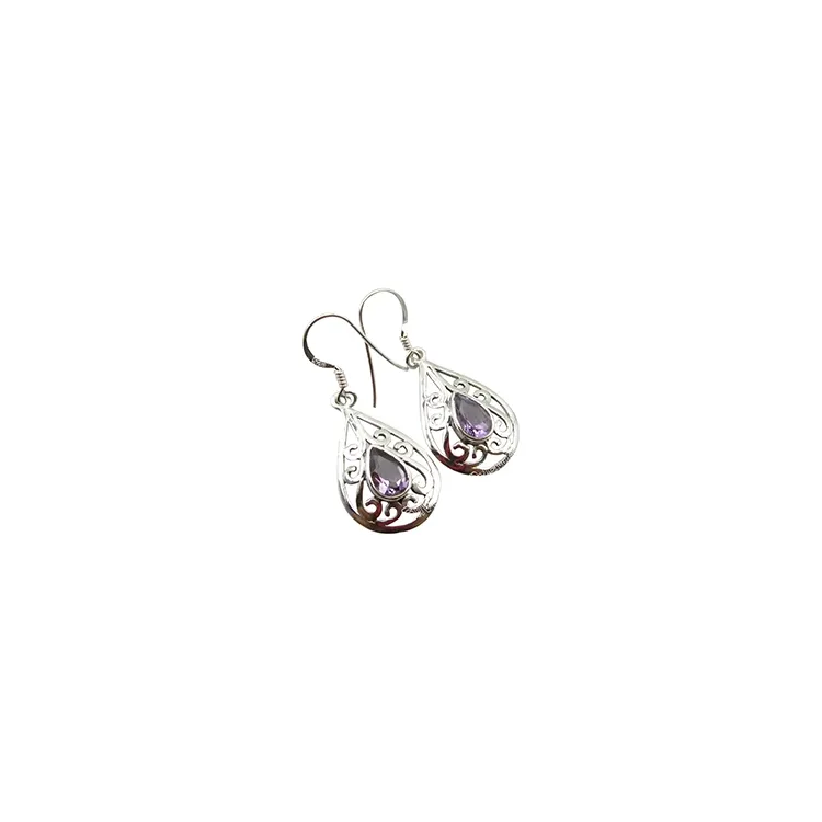 Tropfen Amethyst Ohrringe in Silber