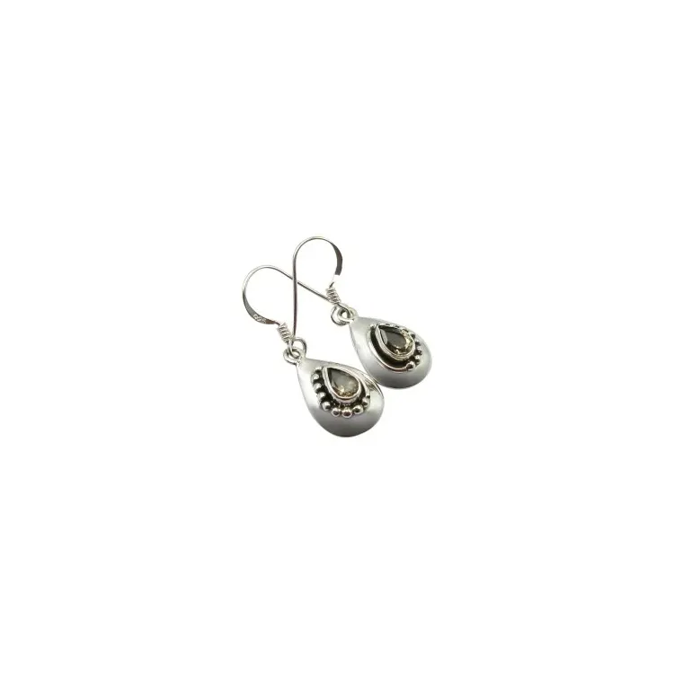 Tropfen Quarz Ohrringe in oxidiertem Sterlingsilber