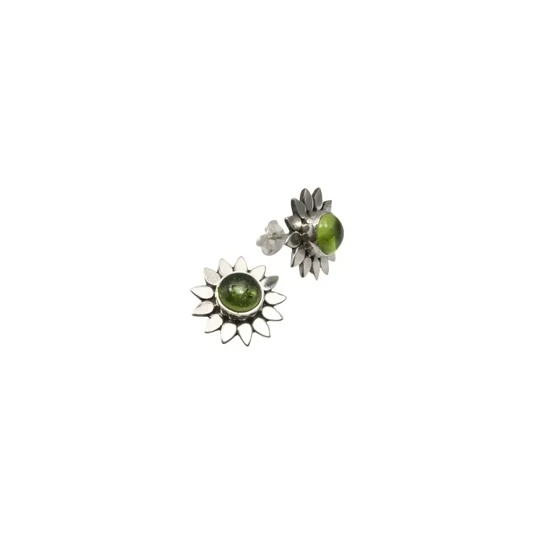 Blumen Peridot Ohrstecker in Silber