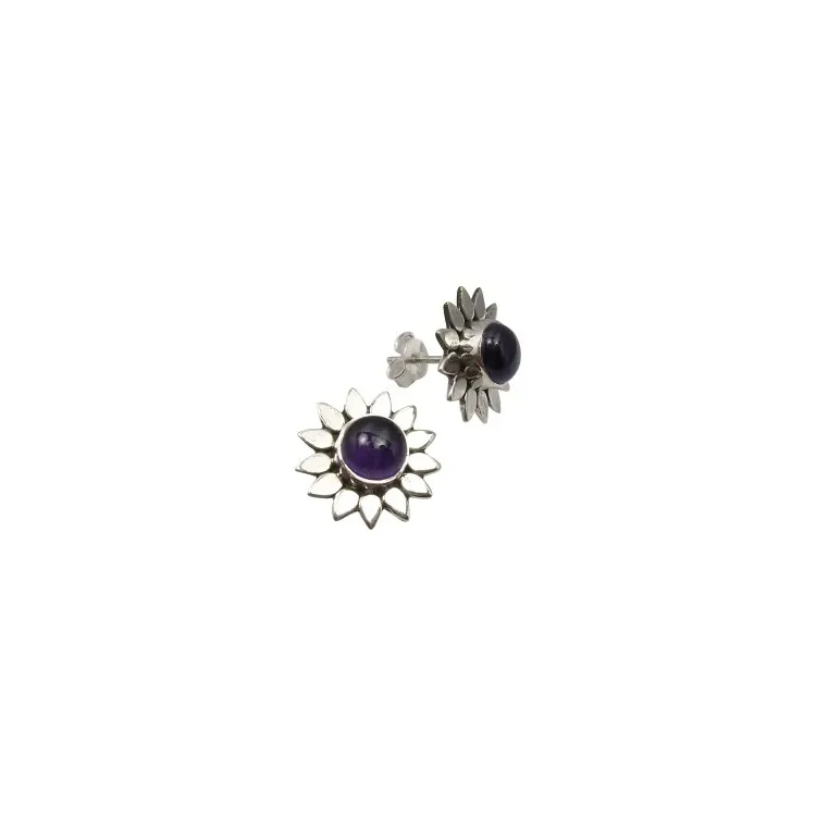 Blumen Amethyst Ohrstecker in Silber