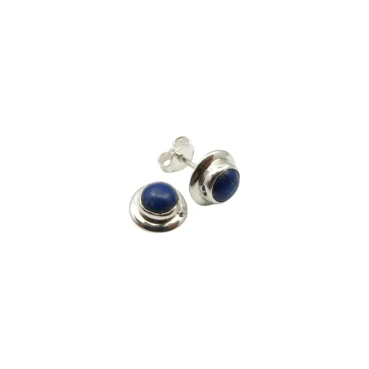 Runden blauem Ohrstecker in Silber